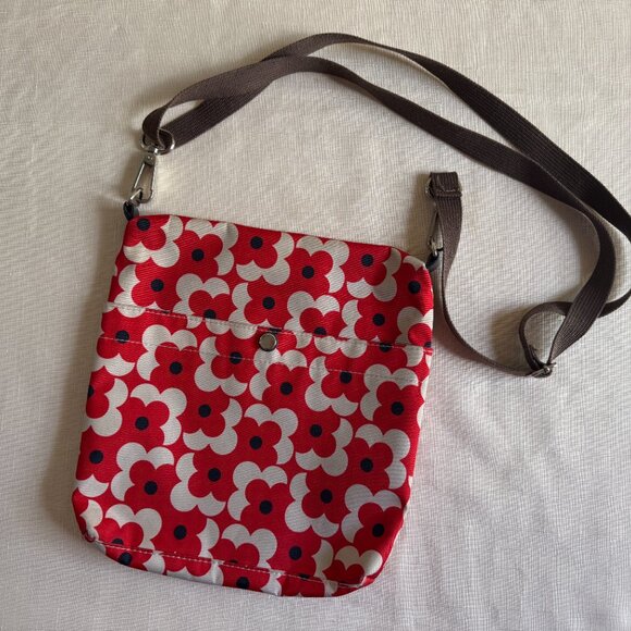 Orla Kiely Target Crossbody Bag Purse Red White Black Geometric Flower - Picture 2 of 6